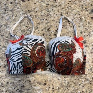 Cacique Paisley and Zebra Print Women's Bra 42d balconette